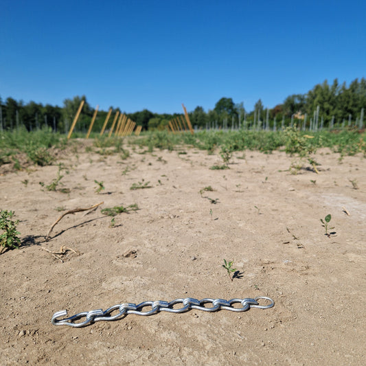 Kedja för vajer och uppbindning i vingård